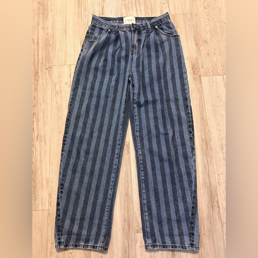 Striped Blue High-Waist Women’s Jeans